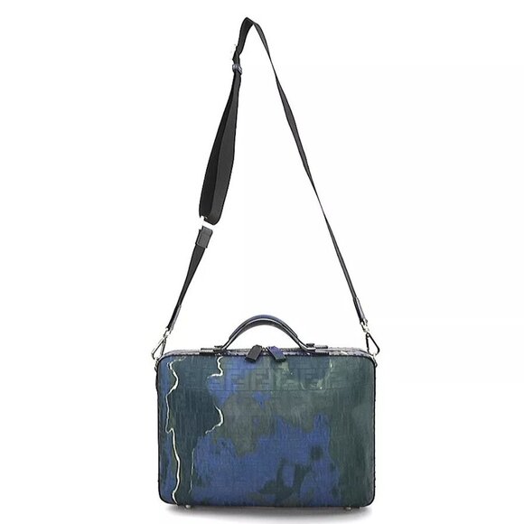 Auth FENDI Suitcases Boston Bag Shoulder Bag Blue Canvas/Leather - Picture 1 of 16